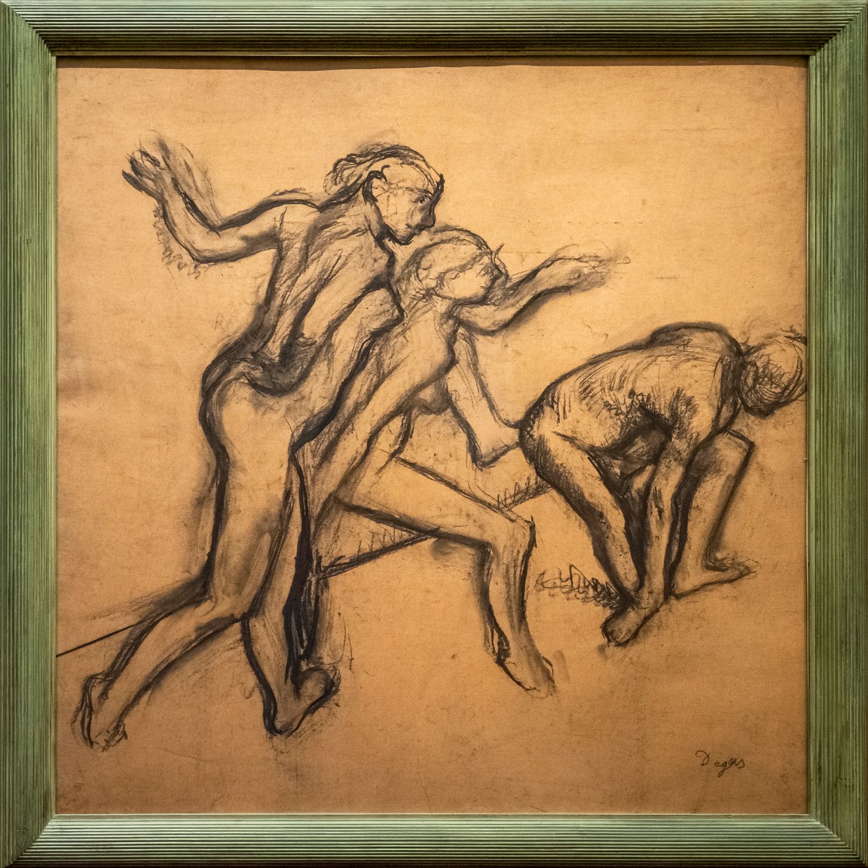 Trzy nagie tancerki. 1895-1900. Węgiel na kalce technicznej. autorstwa Edgar Degas