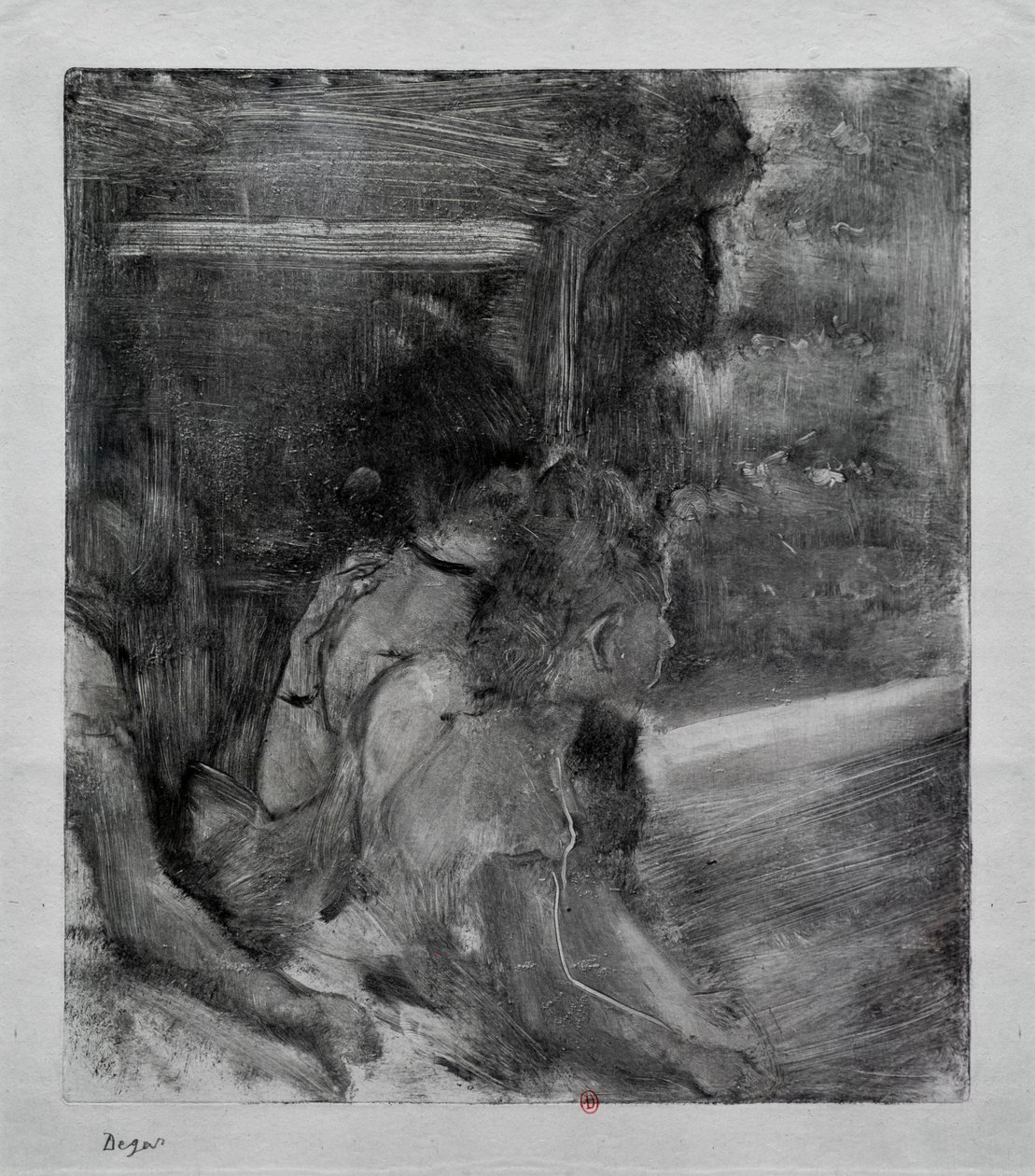 Do teatru. Około 1878. Monotype ma czarny tusz z Chin. autorstwa Edgar Degas
