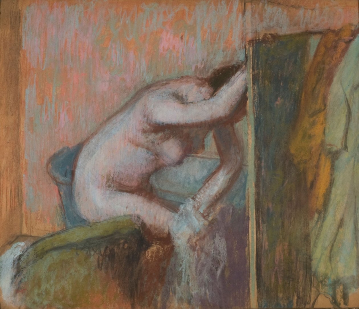 Toaleta po kąpieli, ok.1888 (pastel na tekturze) autorstwa Edgar Degas