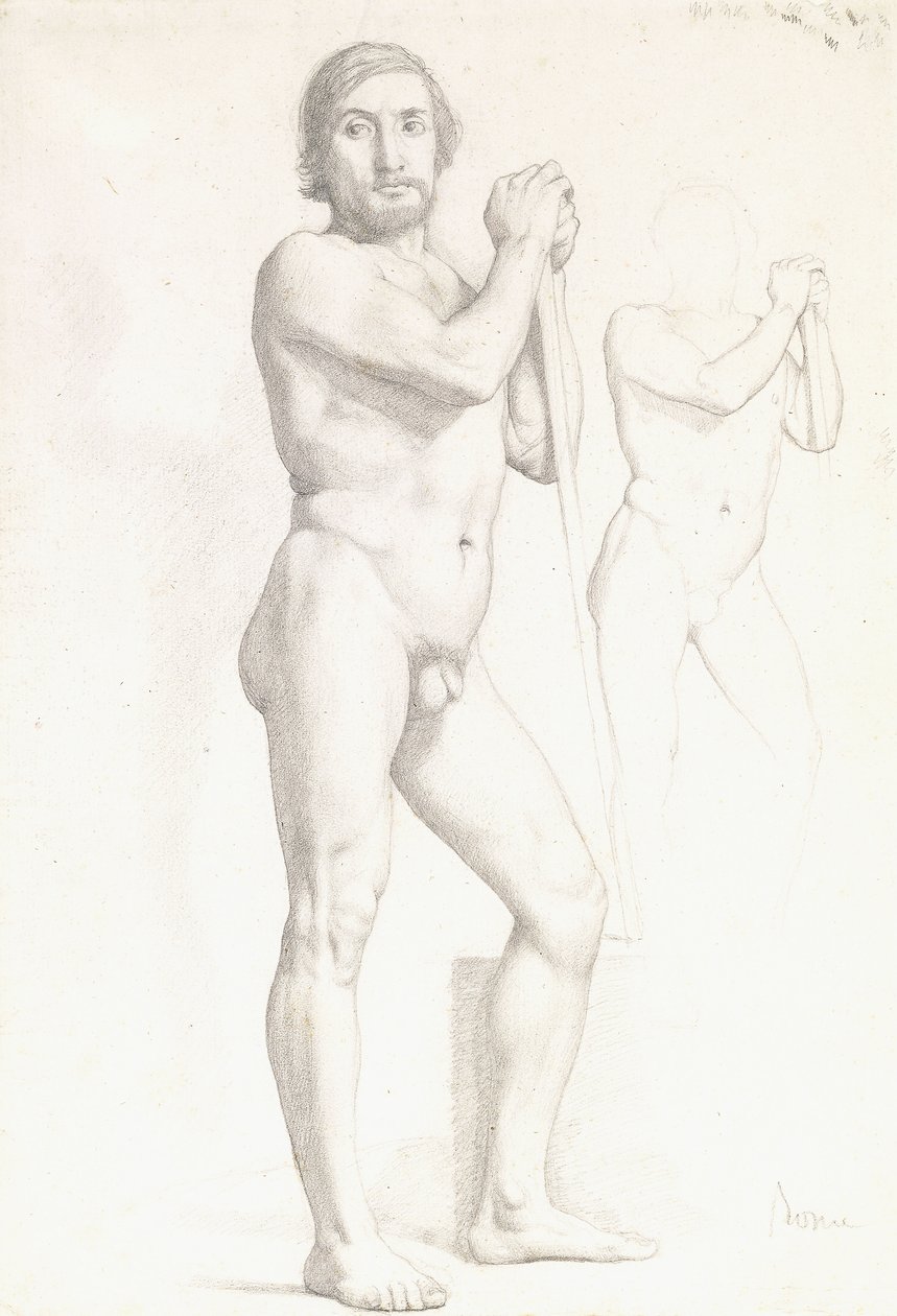 Dwa akademickie studia człowieka, ok. 1856 r. autorstwa Edgar Degas