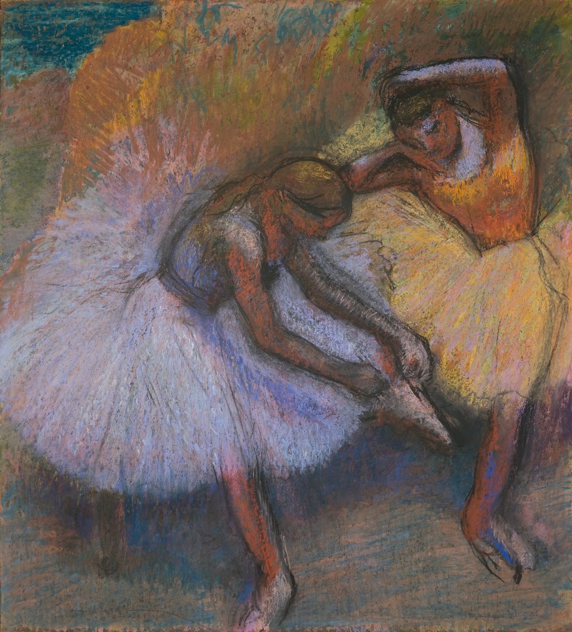 Dwie tancerki, ok. 1898 (pastel na papierze) autorstwa Edgar Degas