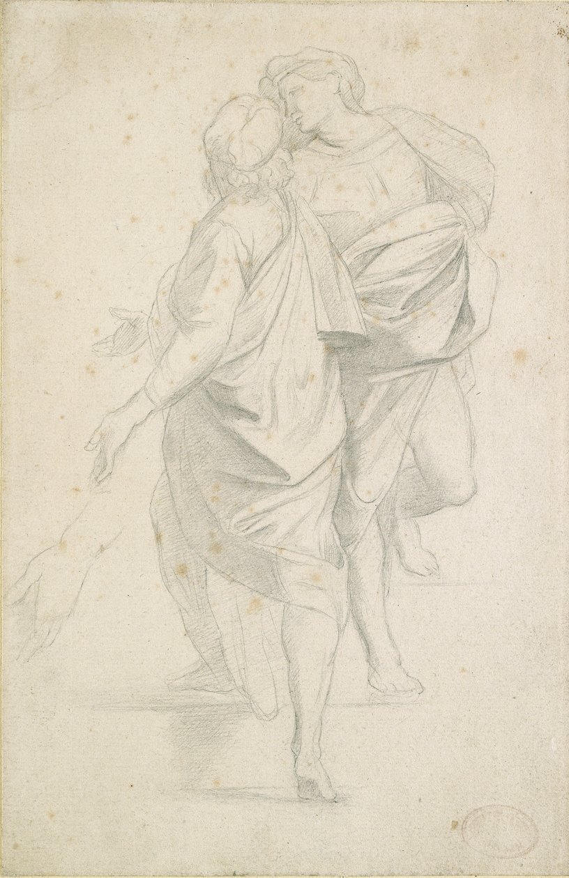 Dwie postacie stojące na biegu schodów, według Rafaela, ok. 1853–54 autorstwa Edgar Degas
