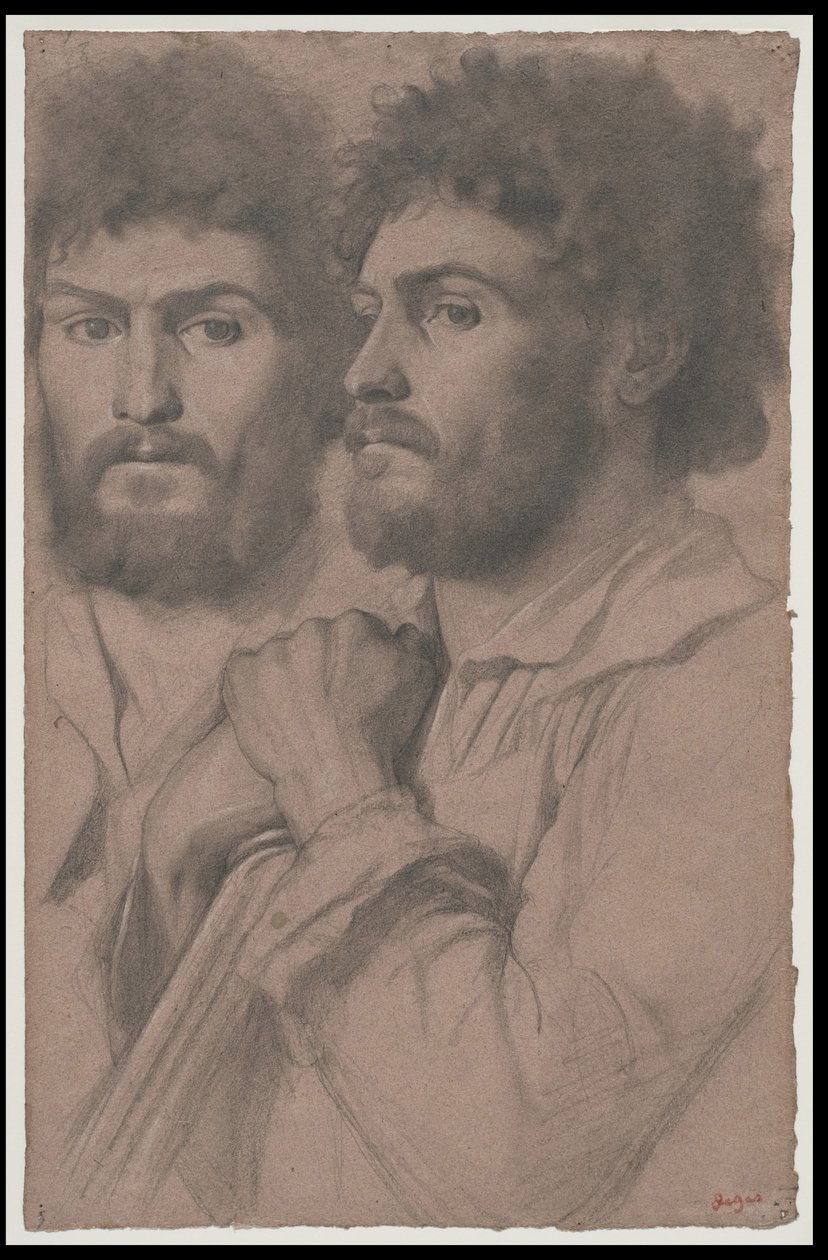 Dwa studia portretowe mężczyzny, ok. 1856-57 autorstwa Edgar Degas
