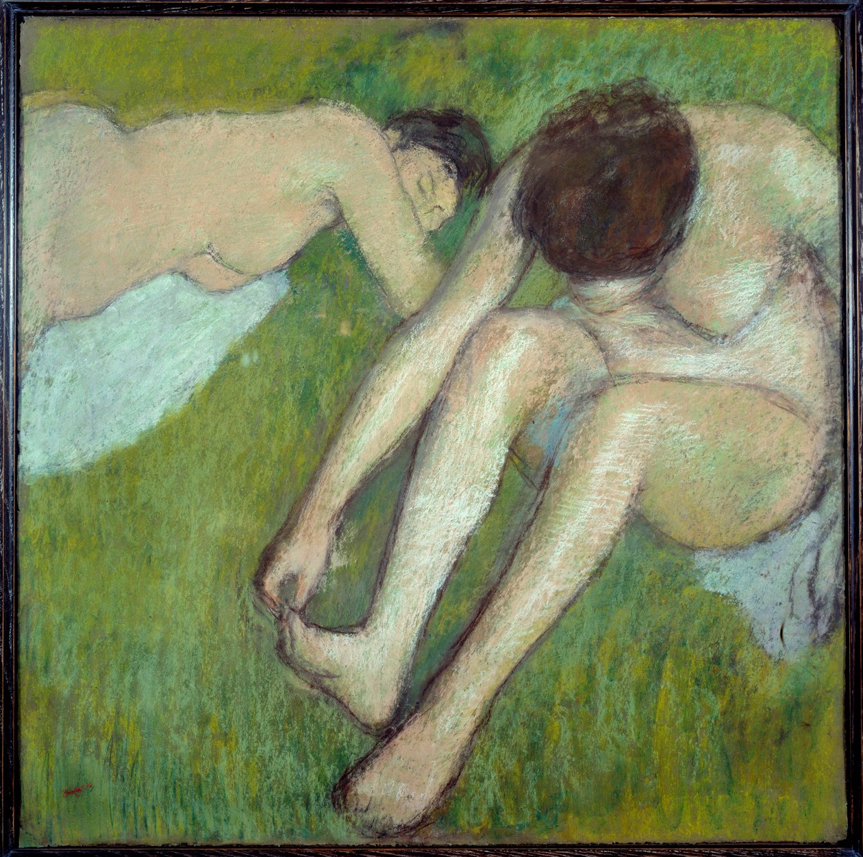 Dwóch kąpiących się na Pastelowej trawie na brązowym papierze – Edgar Degas (1834-1917) 1890 Nd. 0,7x0,7 m Paryż, Muzeum Orsay autorstwa Edgar Degas