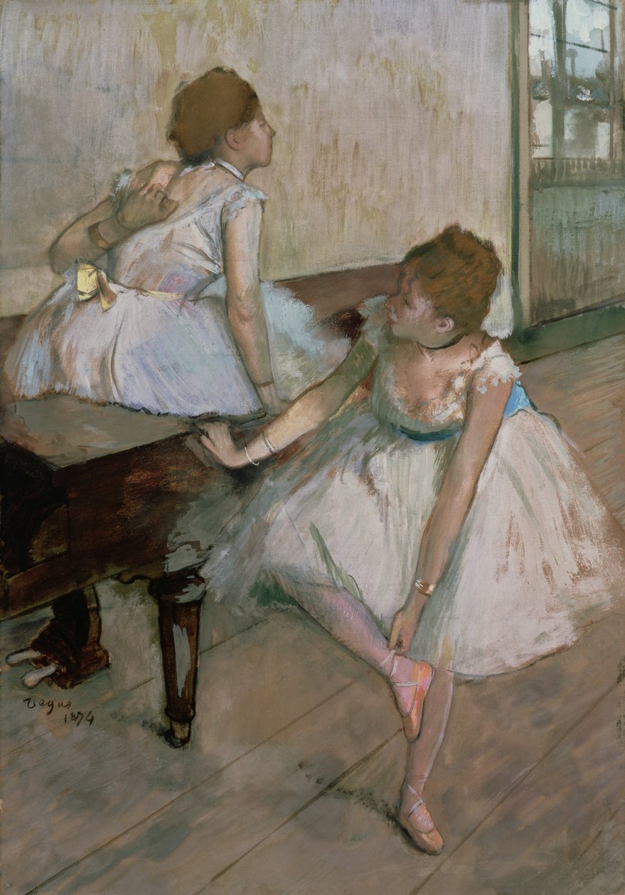 Dwóch tancerzy odpoczywających, 1874 autorstwa Edgar Degas