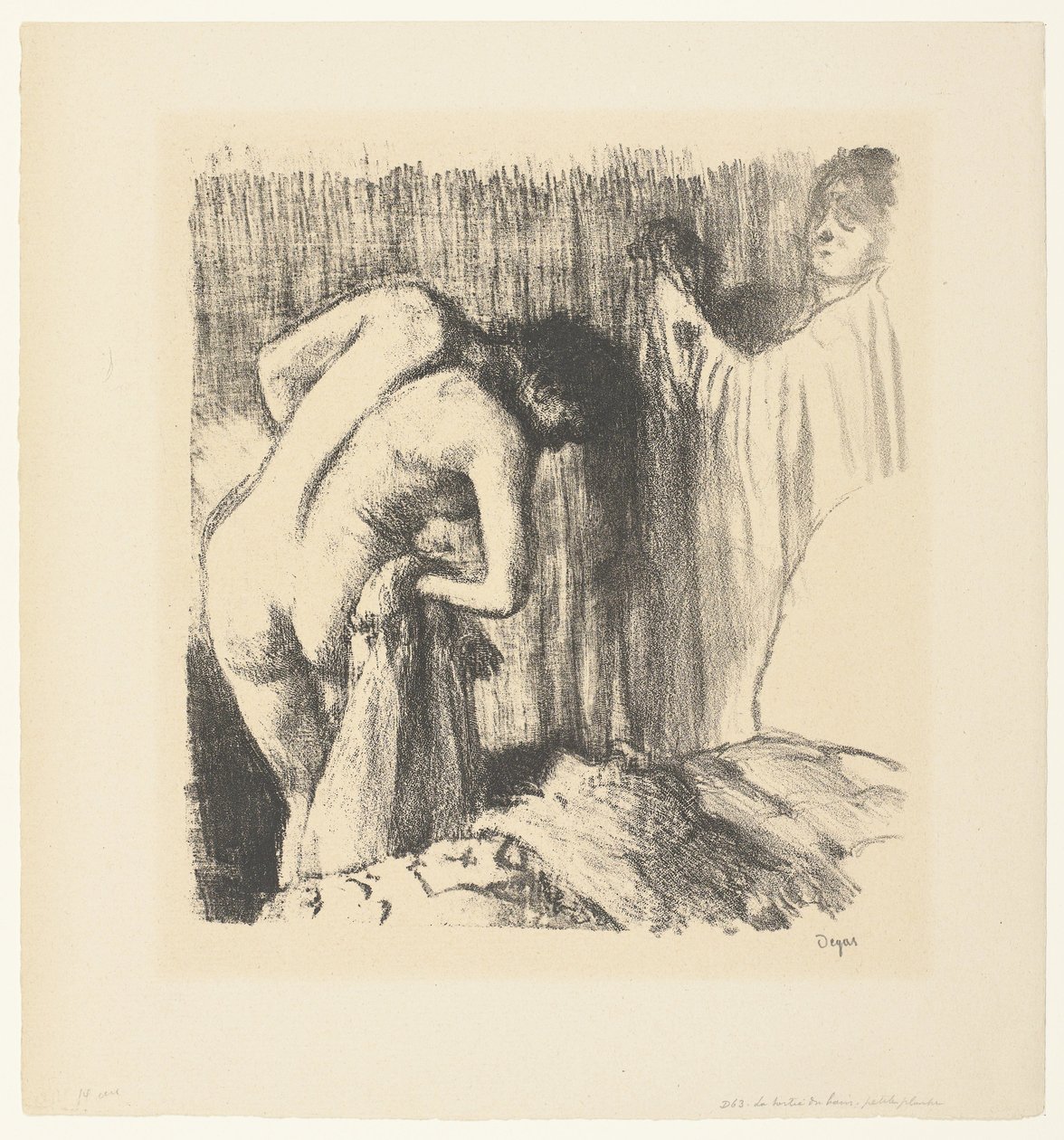 Kobieta wysycha po kąpieli i dostaje od niej ubrania La Sortie du Bain autorstwa Edgar Degas