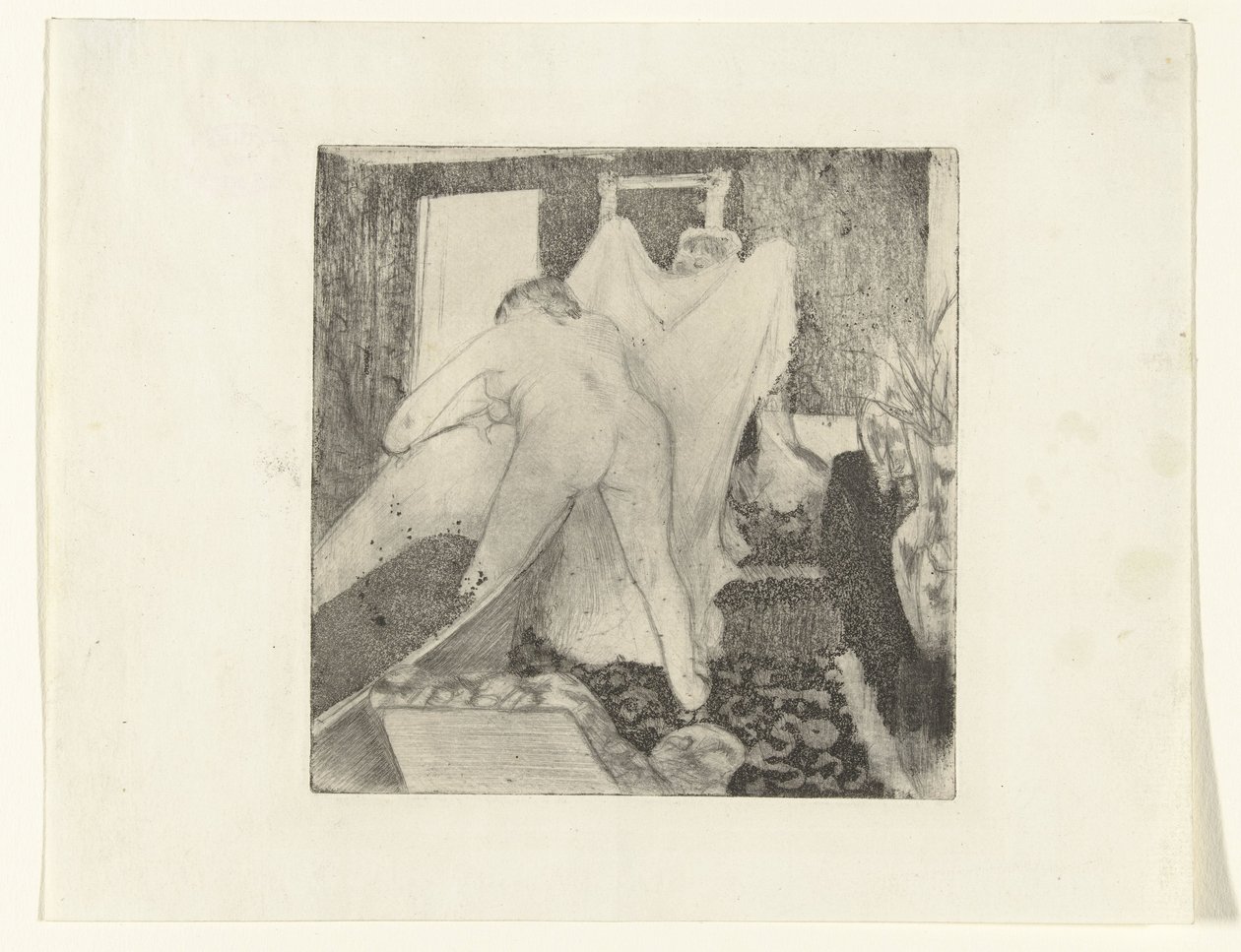 Kobieta wychodzi z kąpieli i dostaje od kobiety ręcznik La Sortie du Bain autorstwa Edgar Degas