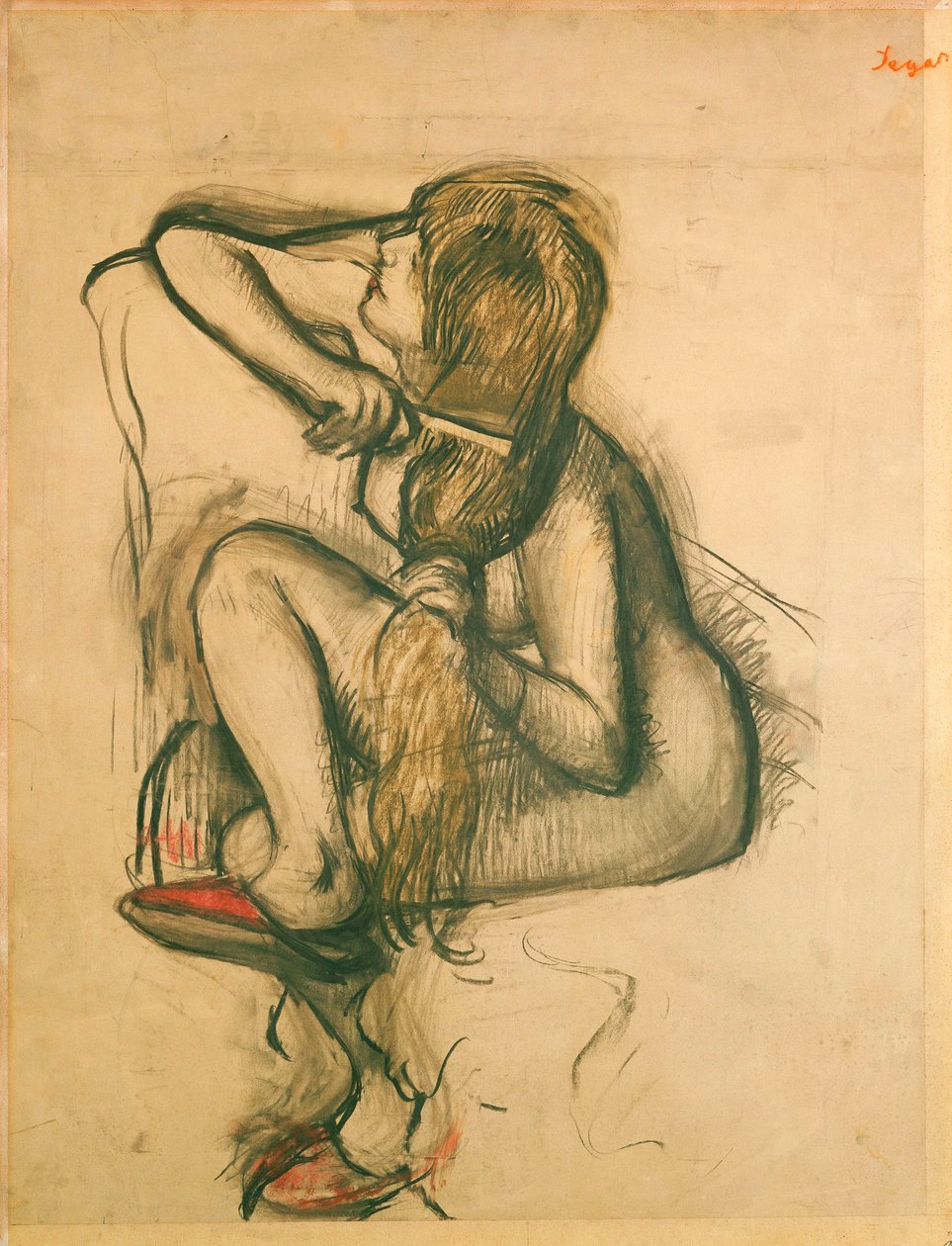 Kobieta czesząca włosy autorstwa Edgar Degas