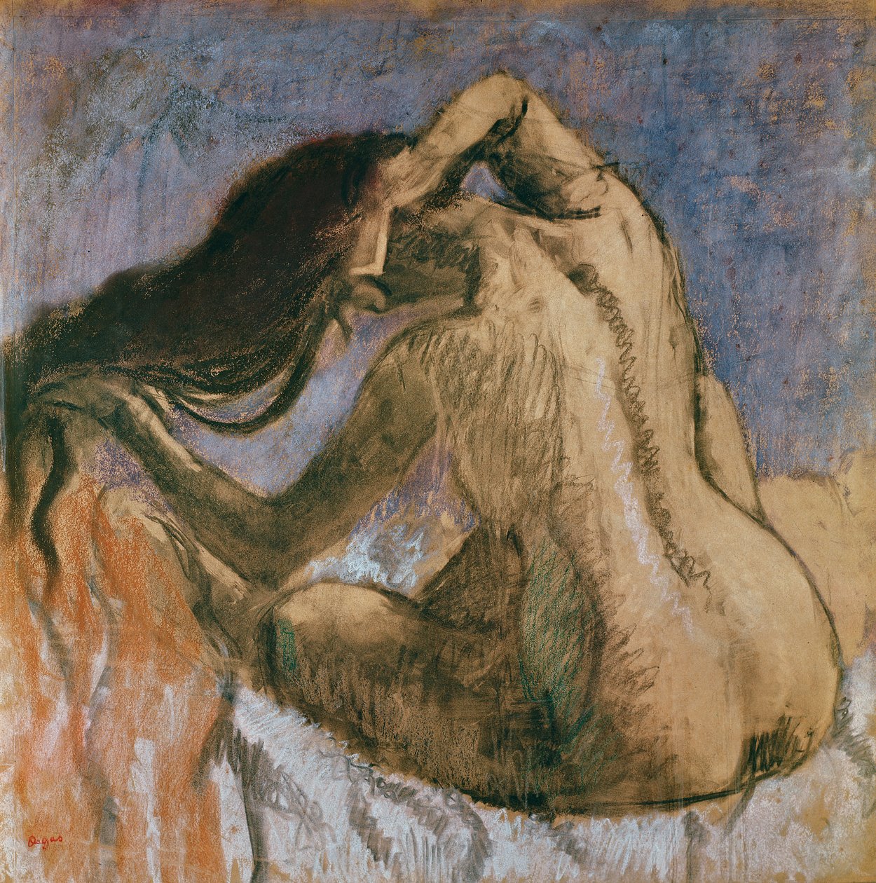 Kobieta czesząca, 1905-10 (pastel na papierze) autorstwa Edgar Degas