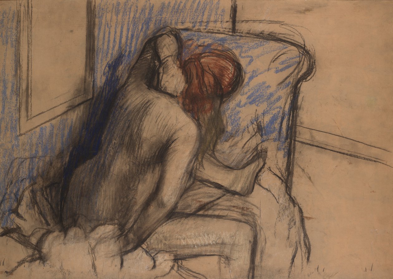 Kobieta susząca włosy autorstwa Edgar Degas