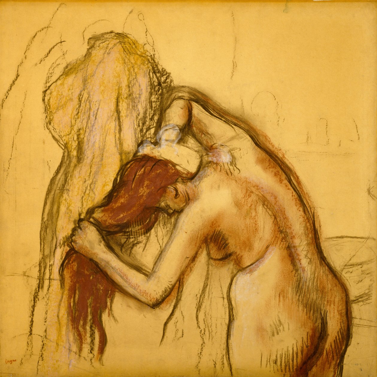 Kobieta susząca się, ok. 1905 (węgiel i pastel na kalce kreślonej na papierze) autorstwa Edgar Degas
