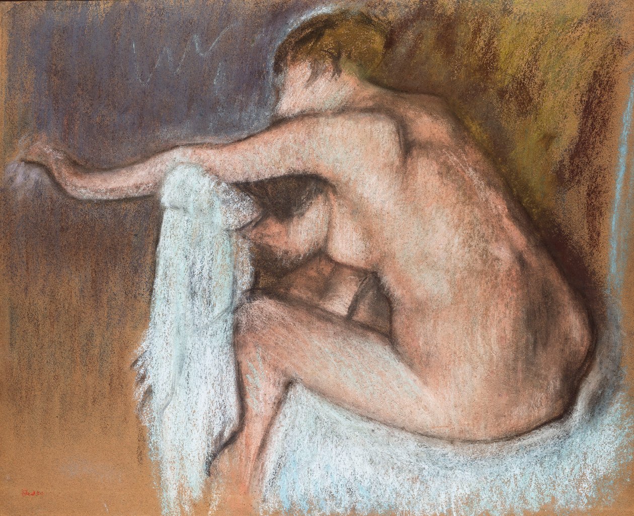 Kobieta susząca ramię; Kobieta wycierająca rękę, c.1884 autorstwa Edgar Degas