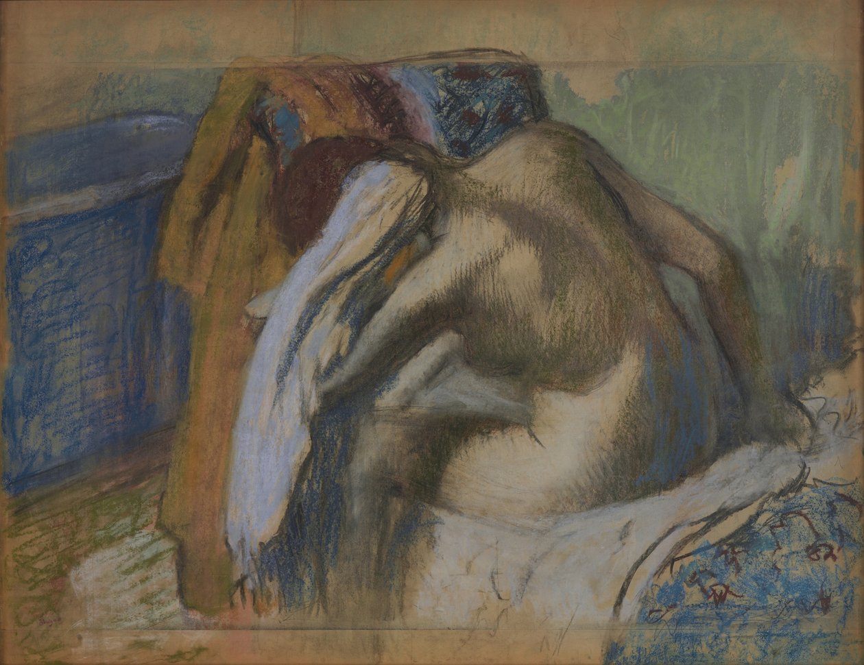 Kobieta susząca włosy po kąpieli autorstwa Edgar Degas