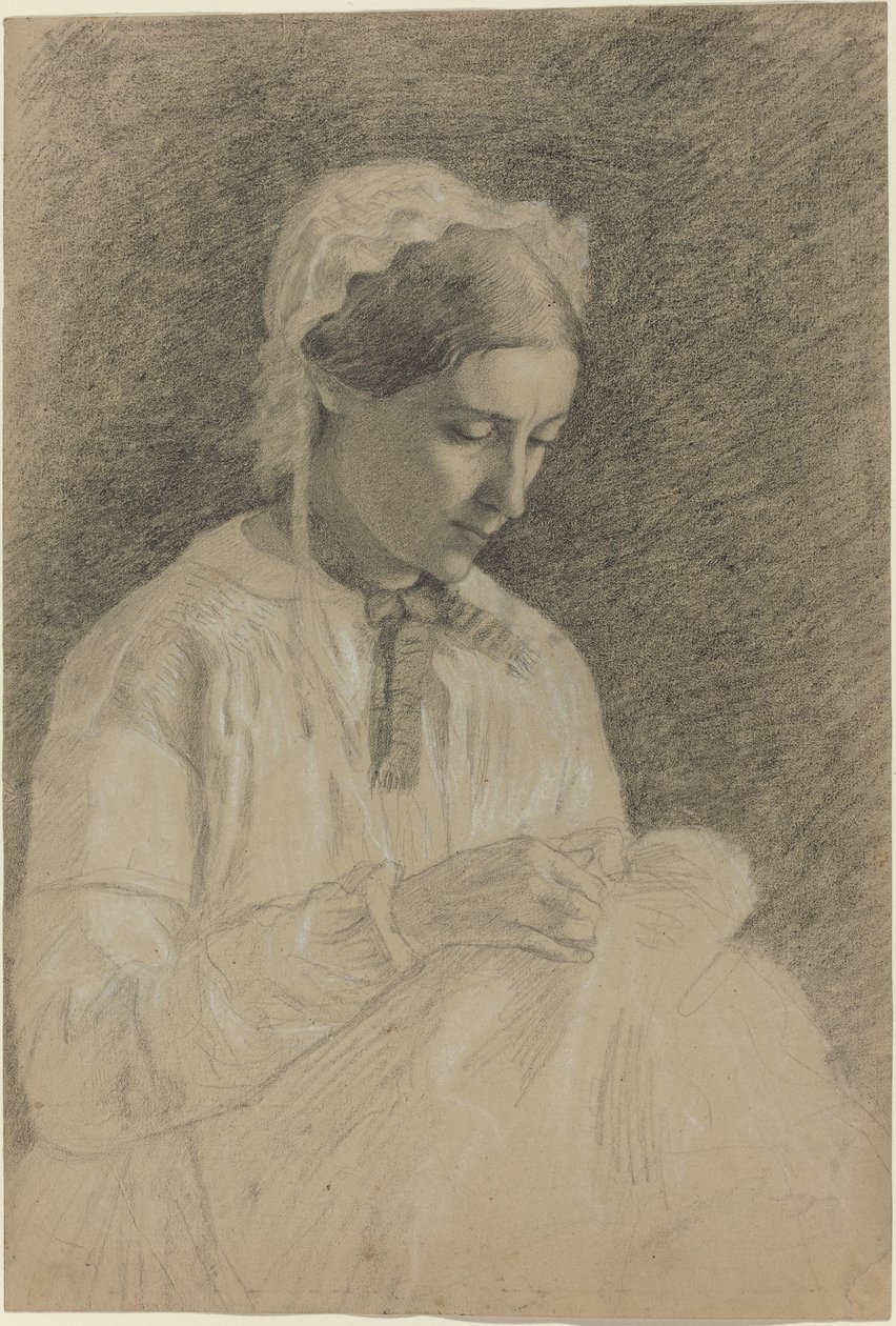 Haftowanie kobiece, 1855-1860 autorstwa Edgar Degas