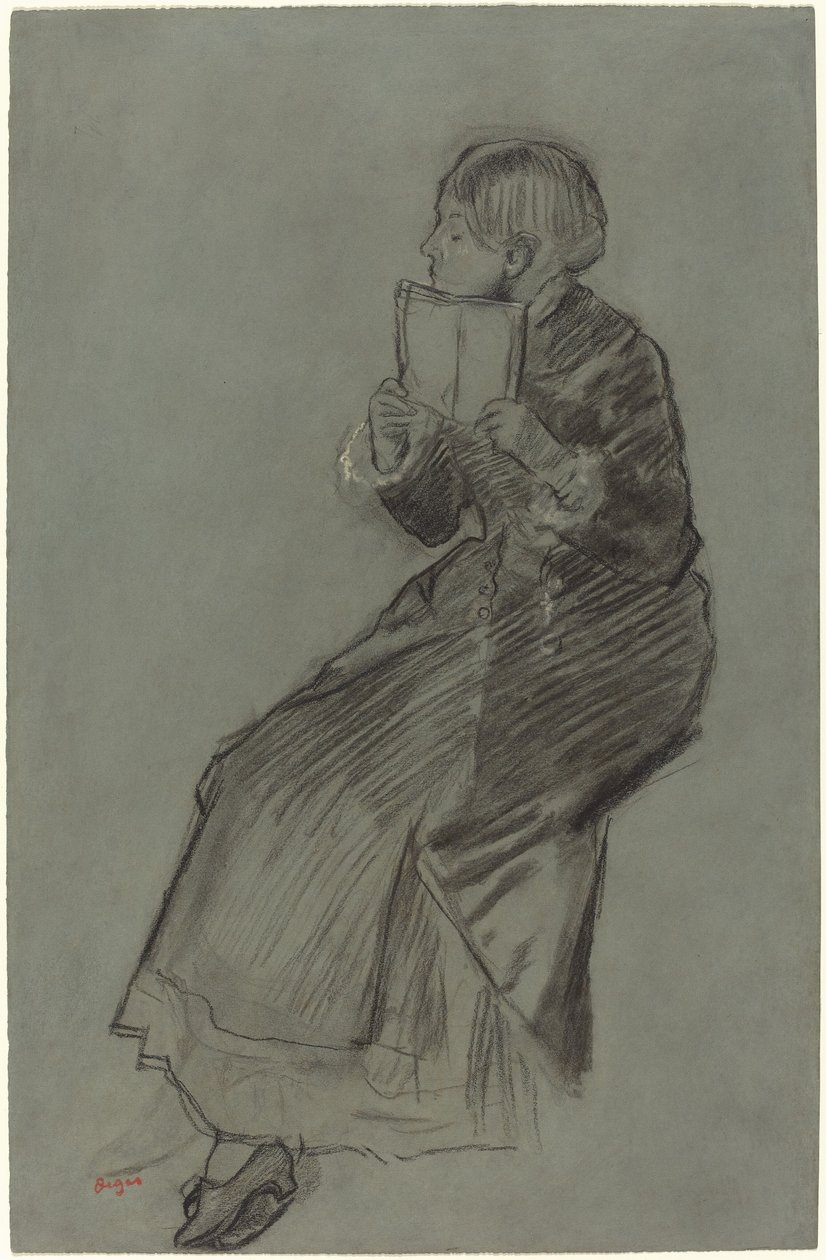 Kobieta czytająca książkę, c. 1879. autorstwa Edgar Degas