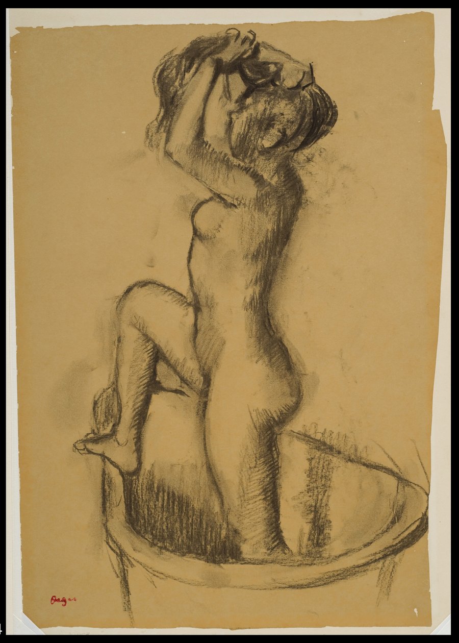 Kobieta stojąca w wannie, ok. 1890-92 autorstwa Edgar Degas