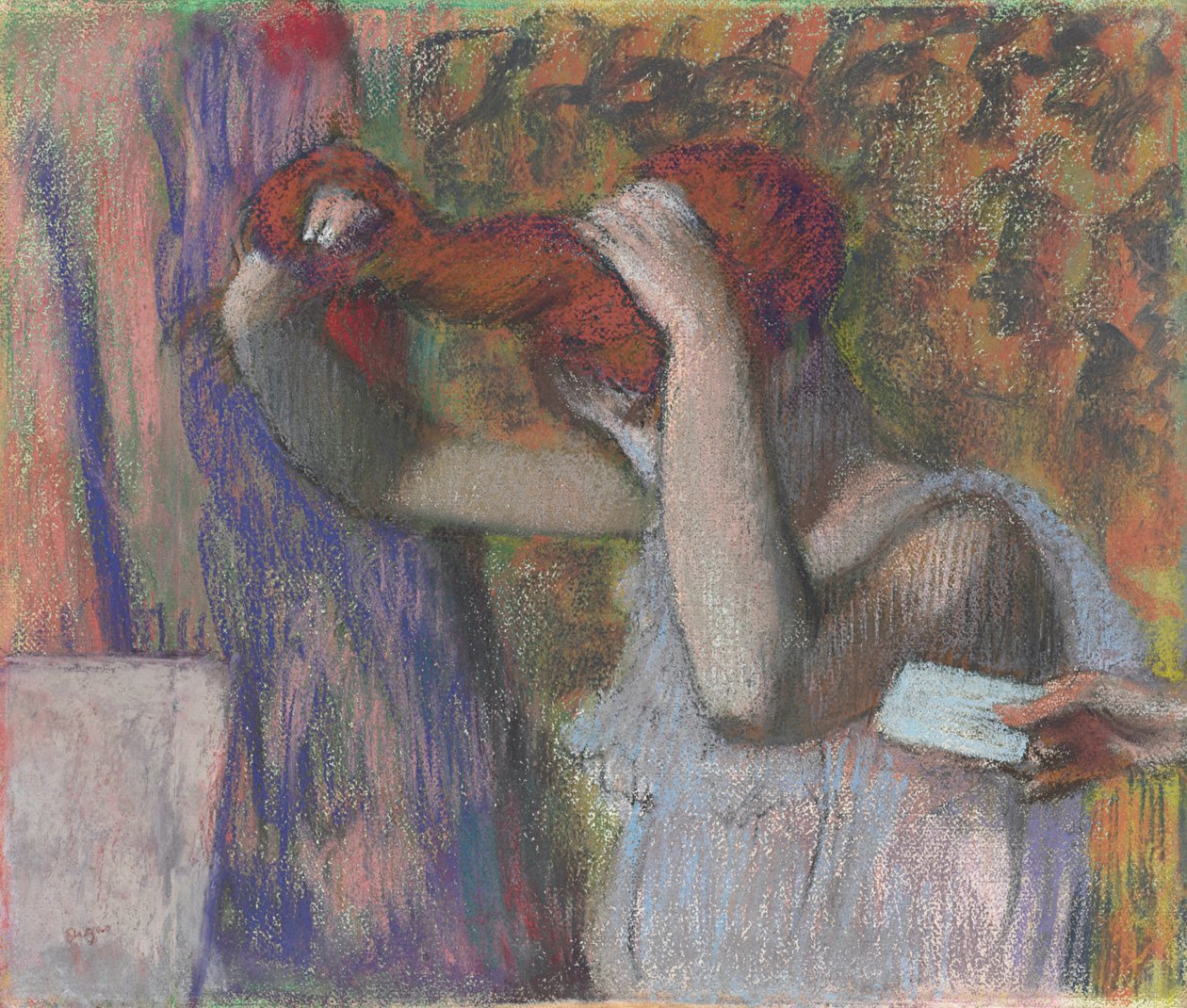 Kobieta Projektuje Jej Włosy, List; Kobieta czesząca, list, ok. 1888-1892 autorstwa Edgar Degas