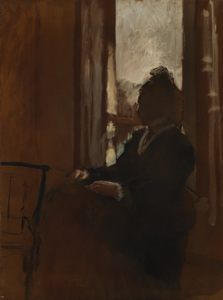 Kobieta przy oknie, ok. 1871-2 (olej na papierze na płótnie) autorstwa Edgar Degas