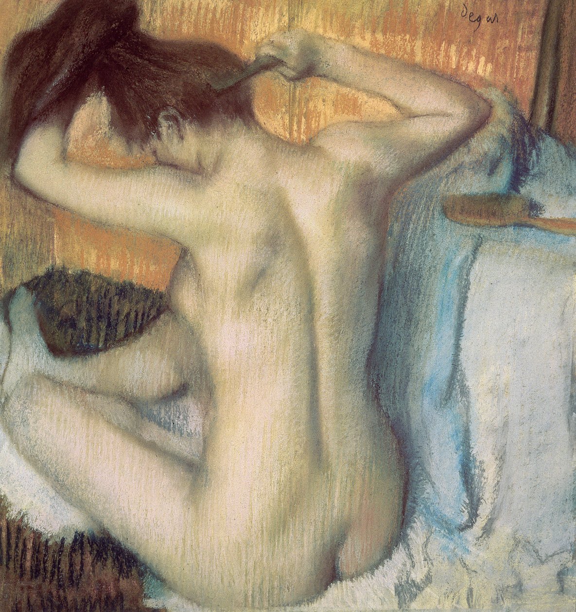 Kobieta czesząca, ok.1885 (pastel) autorstwa Edgar Degas