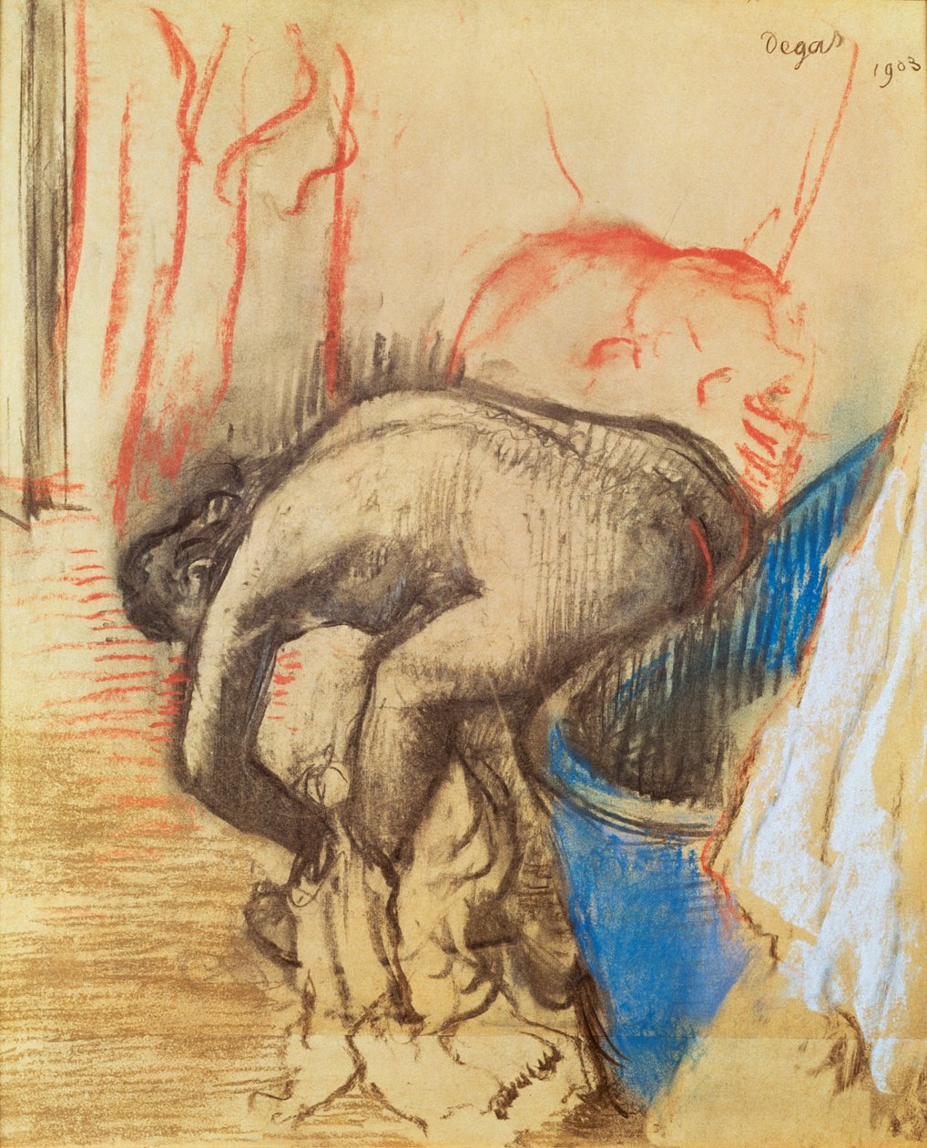Kobieta susząca lewą nogę autorstwa Edgar Degas