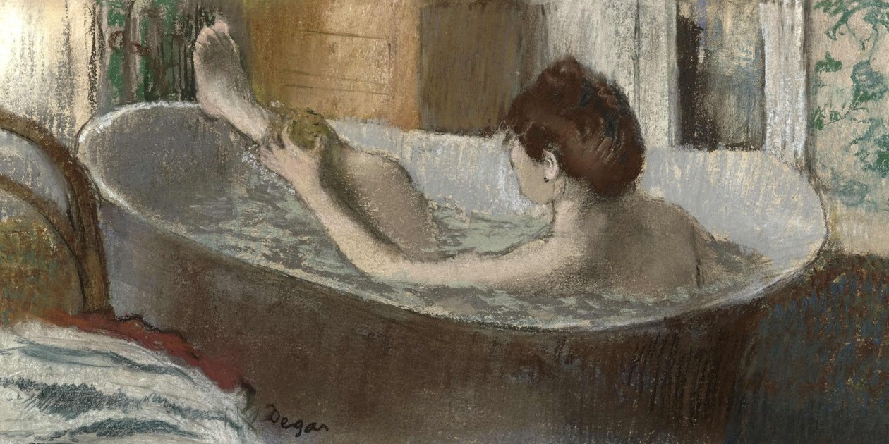 Kobieta w kąpieli, nabijanie nogi, 1883-1884 autorstwa Edgar Degas