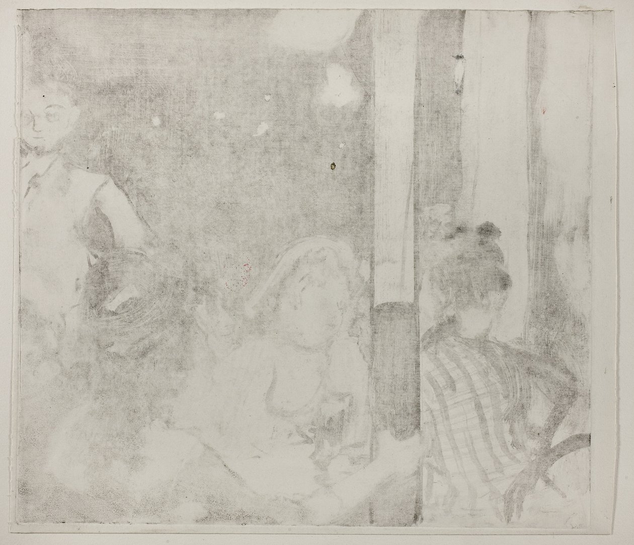 Kobiety przed kawiarnią, wieczór, ok. 1877 r. (monotypia pokrewna na papierze tkanym w kolorze kości słoniowej) autorstwa Edgar Degas