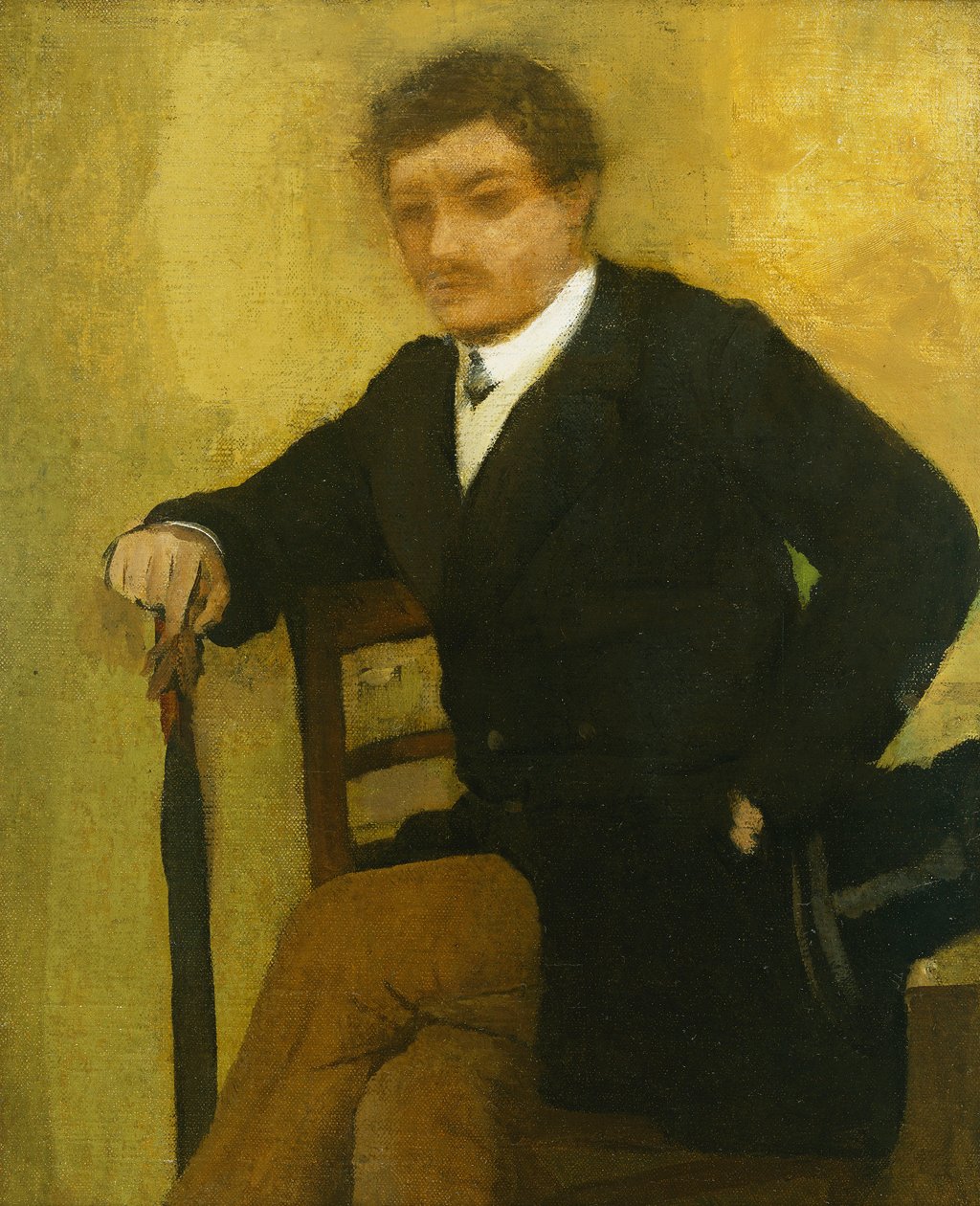 Młodego Człowieka obsiadanie z Kurtką i Parasolem; Młody mężczyzna siedzący z kurtką i parasolem, ok. 1864-1868 r. autorstwa Edgar Degas