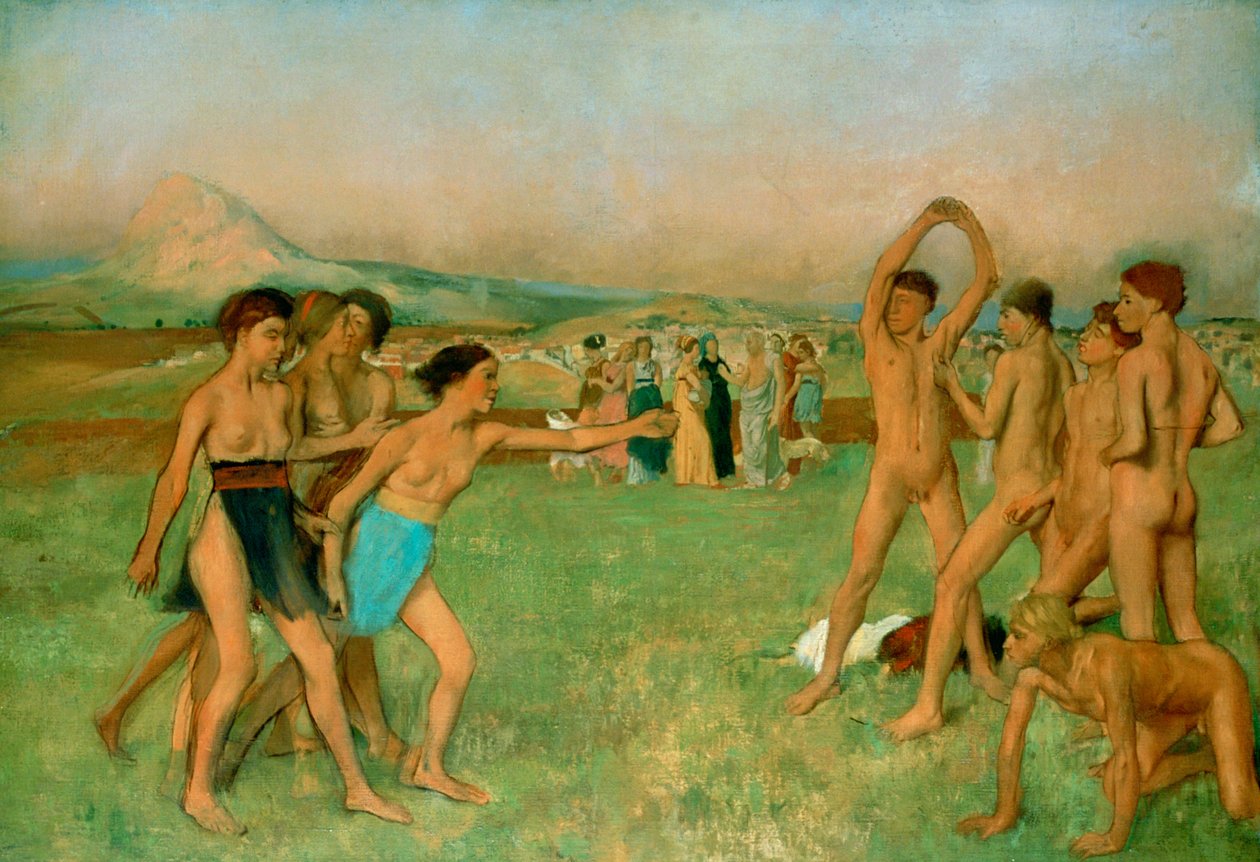Ćwiczenia młodych Spartan, c1860 autorstwa Edgar Degas