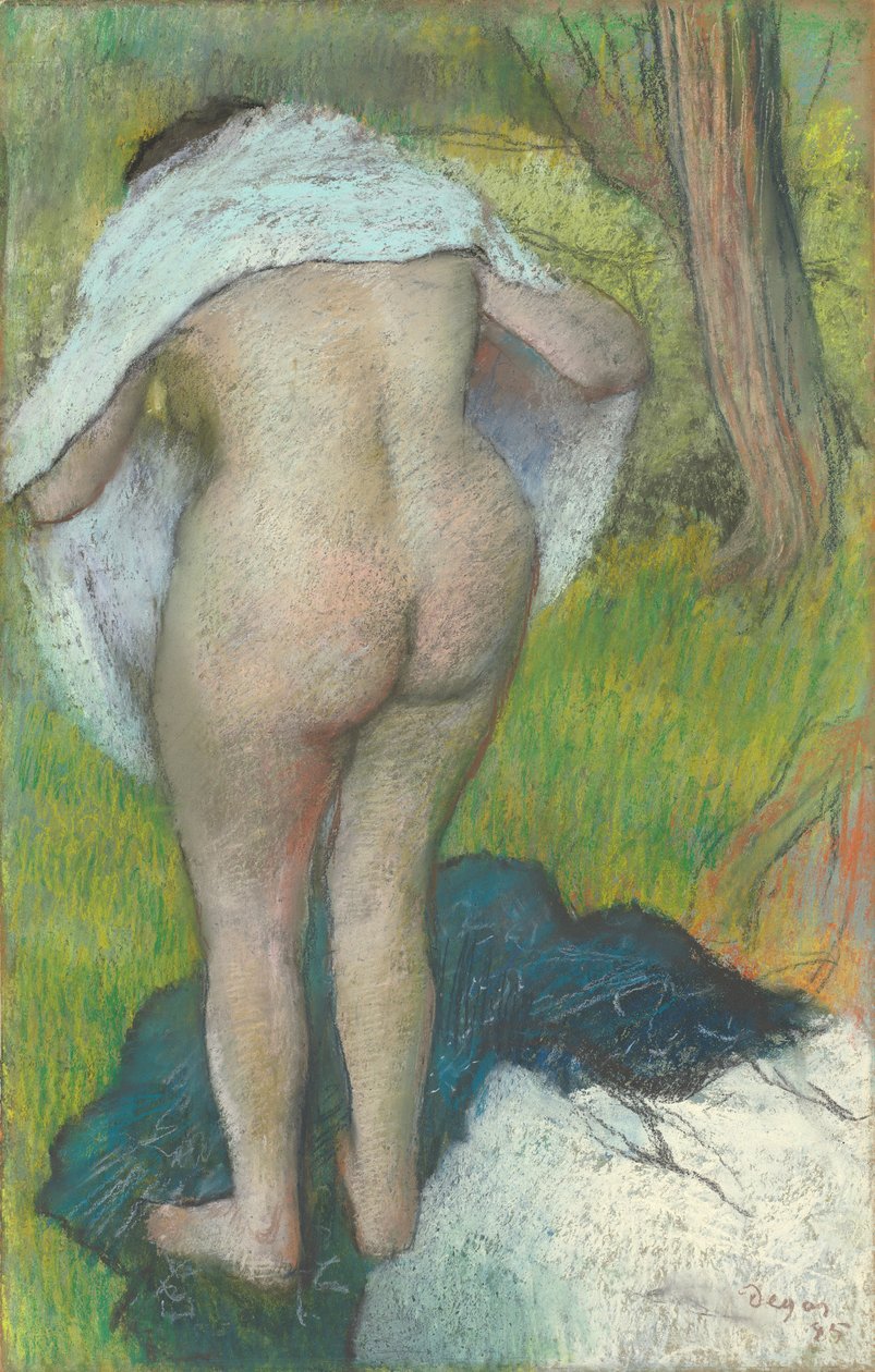 Młoda kobieta się ubiera autorstwa Edgar Degas