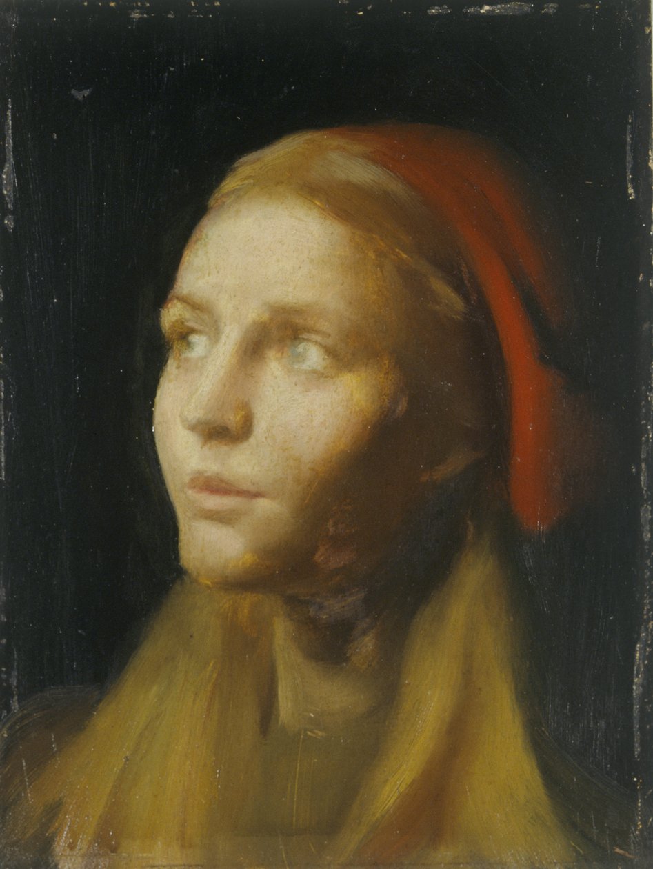 Studium głowy dziewczynki (olej na płótnie) autorstwa Edgar Herbert Thomas