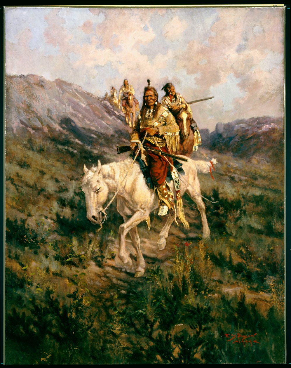 Wizyta w innym plemieniu, 1909 autorstwa Edgar Samuel Paxson
