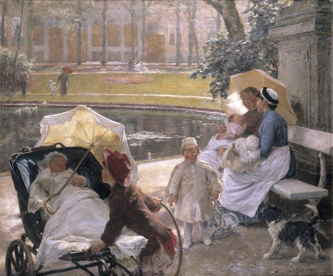 Na rogu parku (olej na płótnie) autorstwa Edgard Farasyn