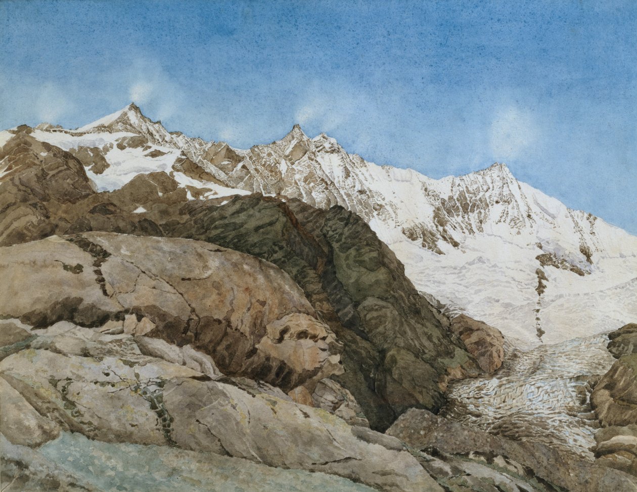 Mischabe Horner z Saas-Fee, Wallis, Szwajcaria (wc z gwaszem na papierze) autorstwa Edith A. Paine