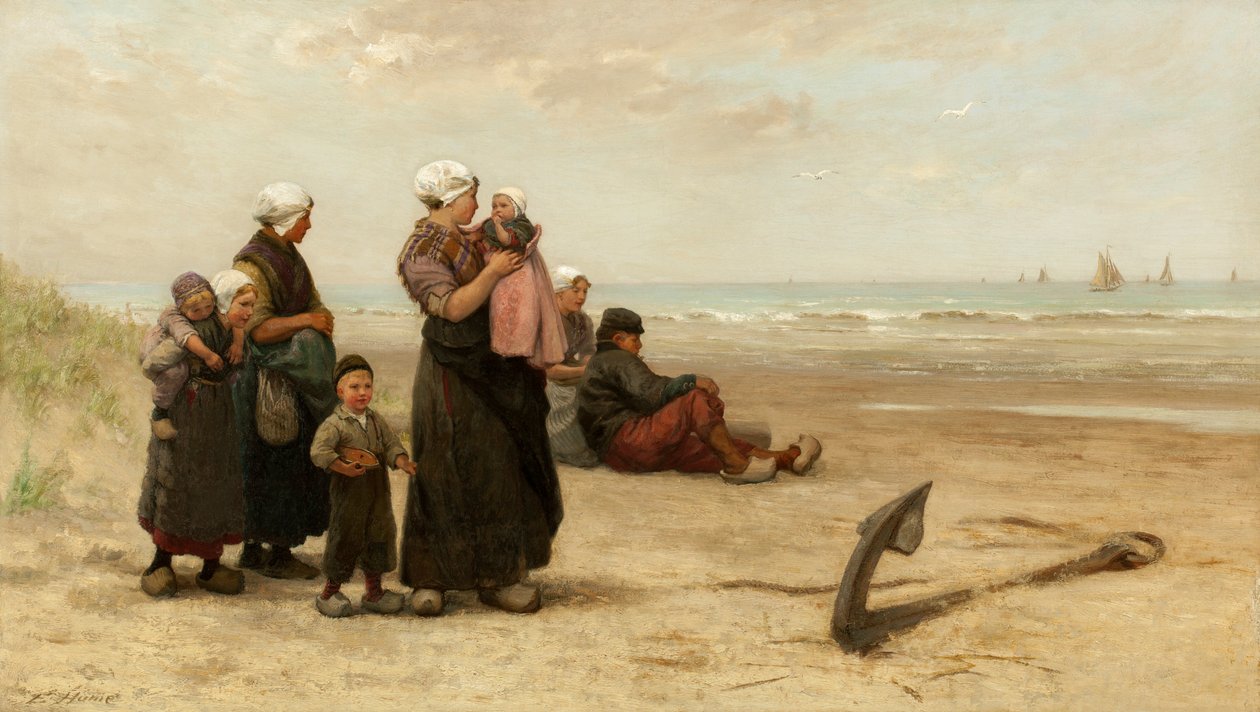 Wypatrywanie powrotu statków na plaży w Katwijk autorstwa Edith Hume