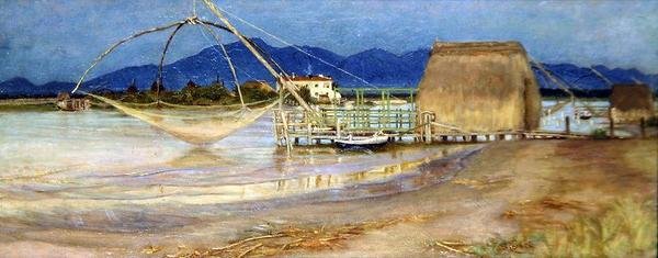 Daleki widok na góry Carrara autorstwa Edith Ridley Corbet