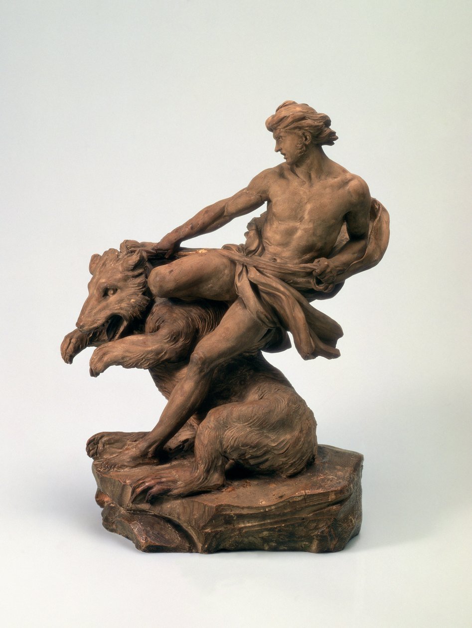 Sportowiec z niedźwiedziem, 1735 (terakota) (para 73702) autorstwa Edmé Bouchardon