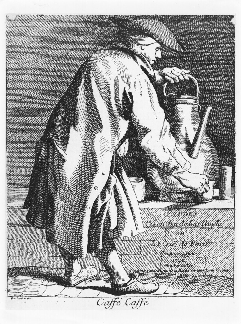 Sprzedawanie kawy, z serii „Les Cris de Paris”, 1746 autorstwa Edmé Bouchardon