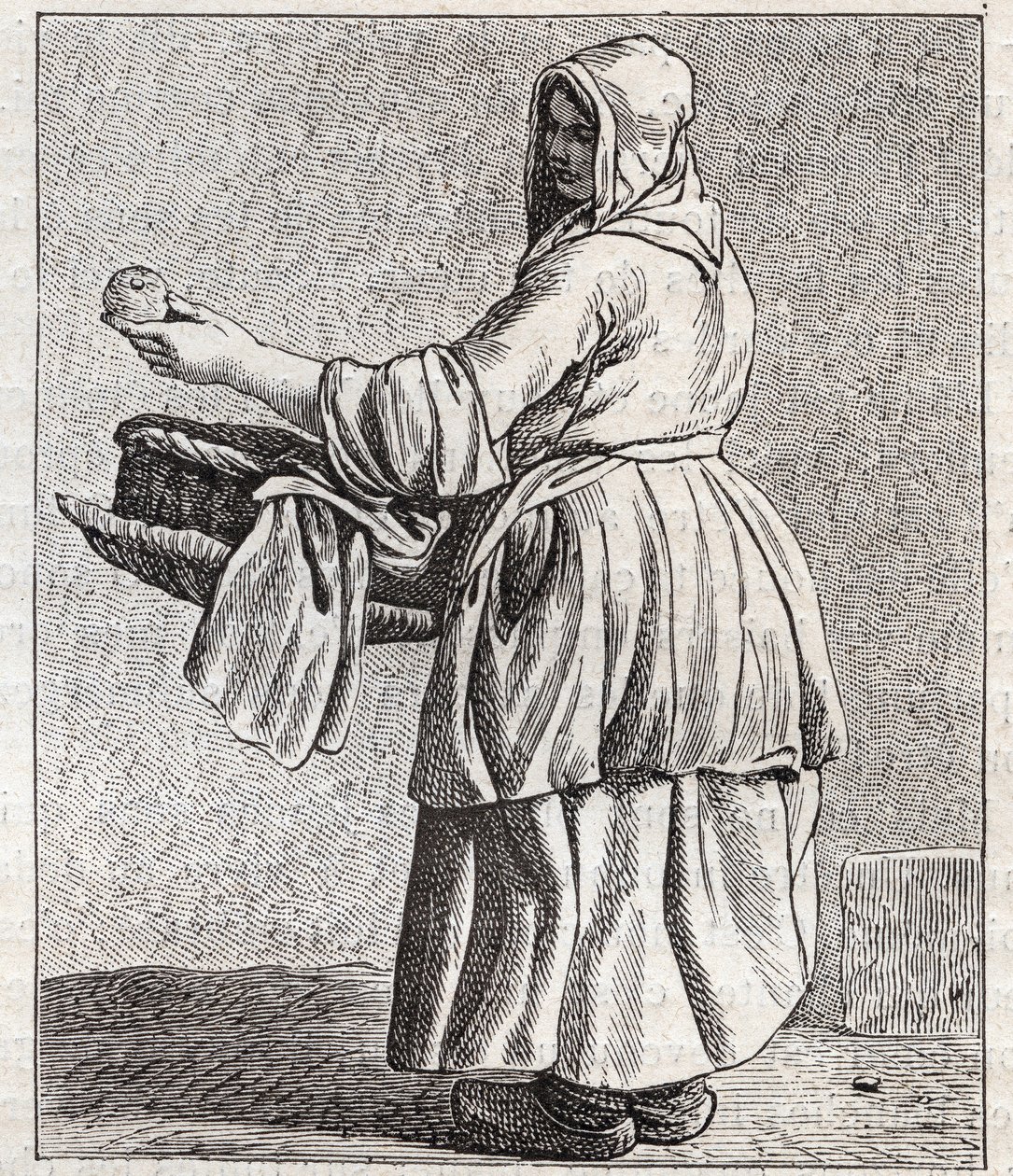 Kupiec pieczonych jabłek - Pepetit metier de Paris (Badania w niższym Ludu, czyli Krys Paryski) - rycina Edme Bouchardon (1698-1762) autorstwa Edmé Bouchardon