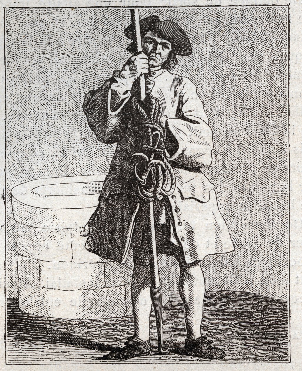 Czyściciel studni - Pepetit metier de Paris (Studia w Niższym Ludu, czyli Kryzys Paryski) - sztych Edme Bouchardona (1698-1762) autorstwa Edmé Bouchardon
