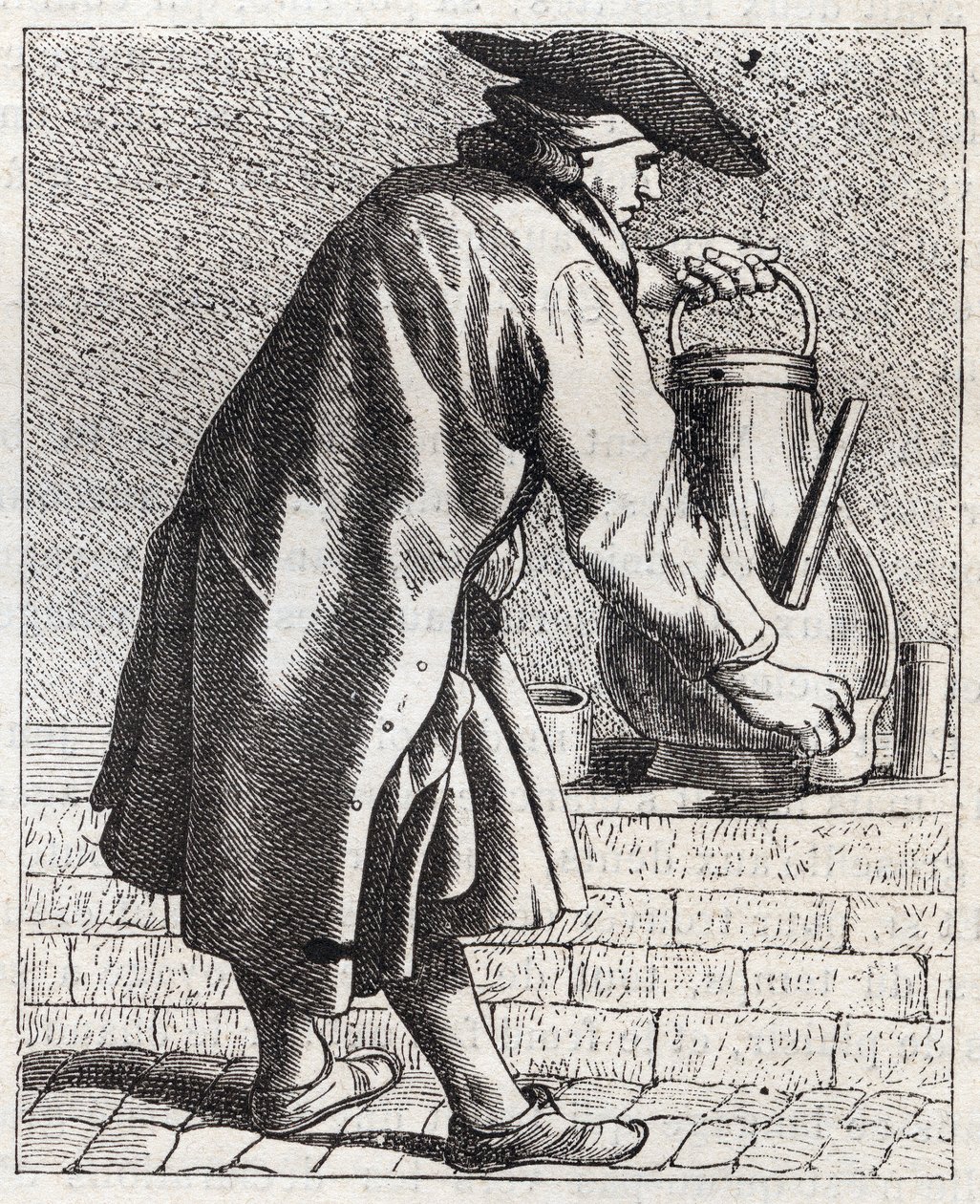 Handlarz kawą - Pepetit metier de Paris (Badania w Niższych Ludach, czyli Kryzys Paryski) - rycina Edme Bouchardon (1698-1762) autorstwa Edmé Bouchardon