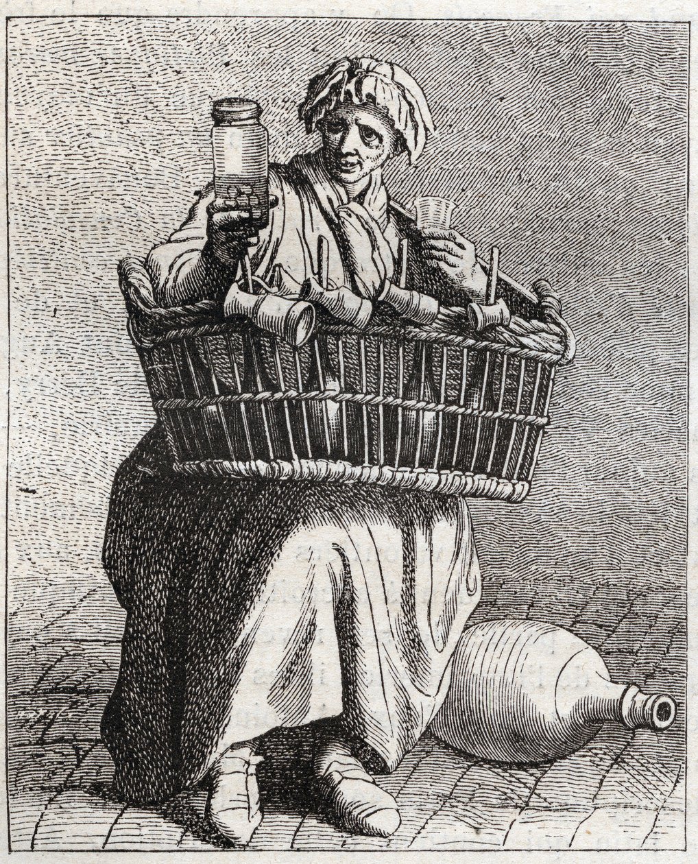 Kupiec koniaku - Pepetit metier de Paris (Badania w niższym Ludu, czyli Krys Paryski) - rycina Edme Bouchardona (1698-1762) autorstwa Edmé Bouchardon