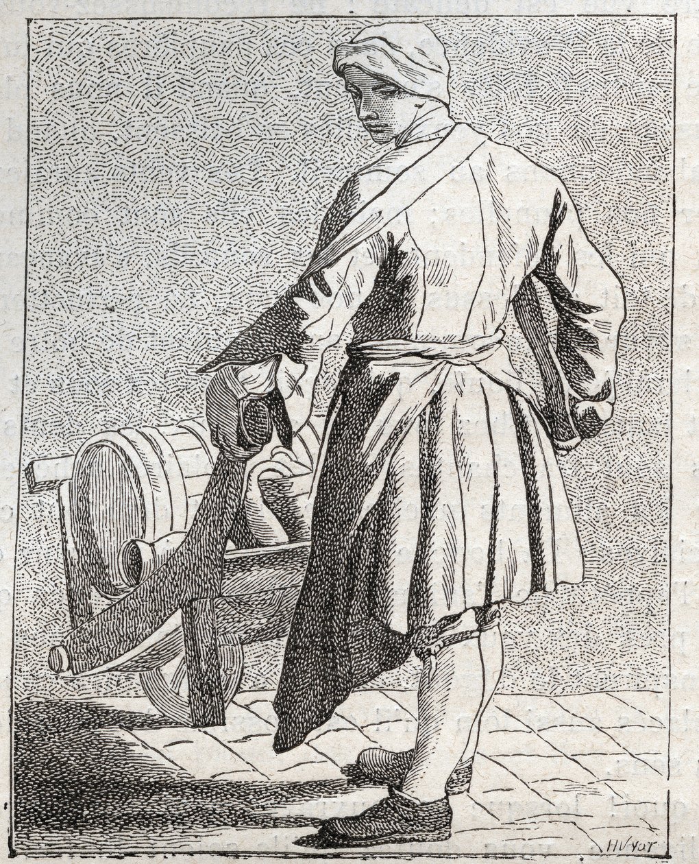 Handlarz octem - Pepetit metier de Paris (Studia wykonane w Niższych Ludach, czyli Kryzys Paryski) - rycina Edme Bouchardon (1698-1762) autorstwa Edmé Bouchardon