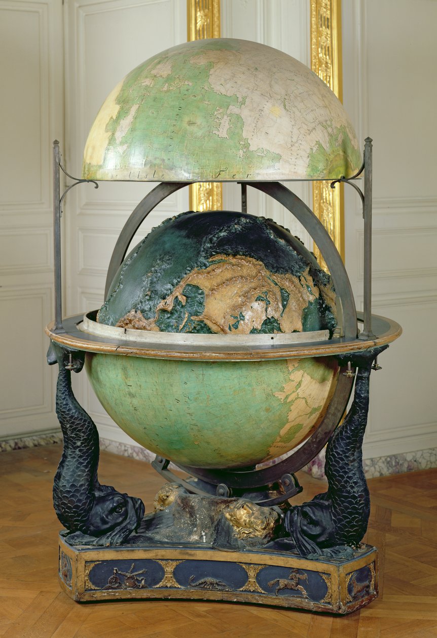 Globus ziemski i niebieski zamówiony przez Ludwika XVI (1754-93) dla instrukcji delfina, 1786 autorstwa Edme Mentelle