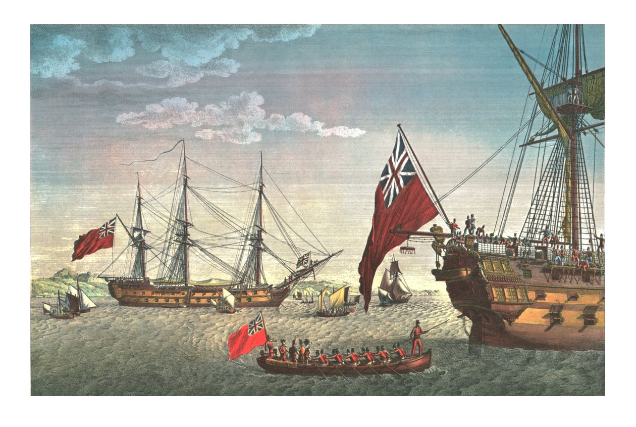 Napoleon udaje się na pokład Northumberland w podróż do St Helena, 8 sierpnia 1815, ok. 1850 autorstwa Edme Bovinet
