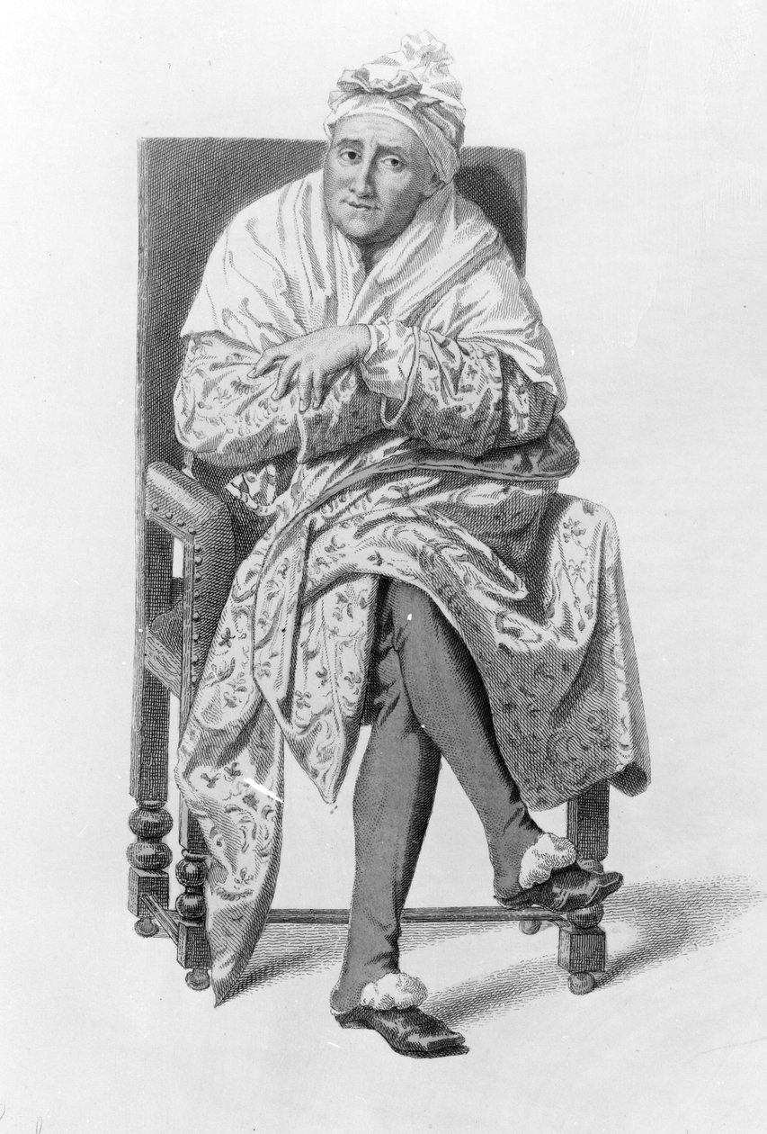 Postać Argana w akcie I, scena II, z „Le Malade Imaginaire” Moliera, sztychowana przez Ludwiga Wolffa autorstwa Edmond A.F. Geffroy
