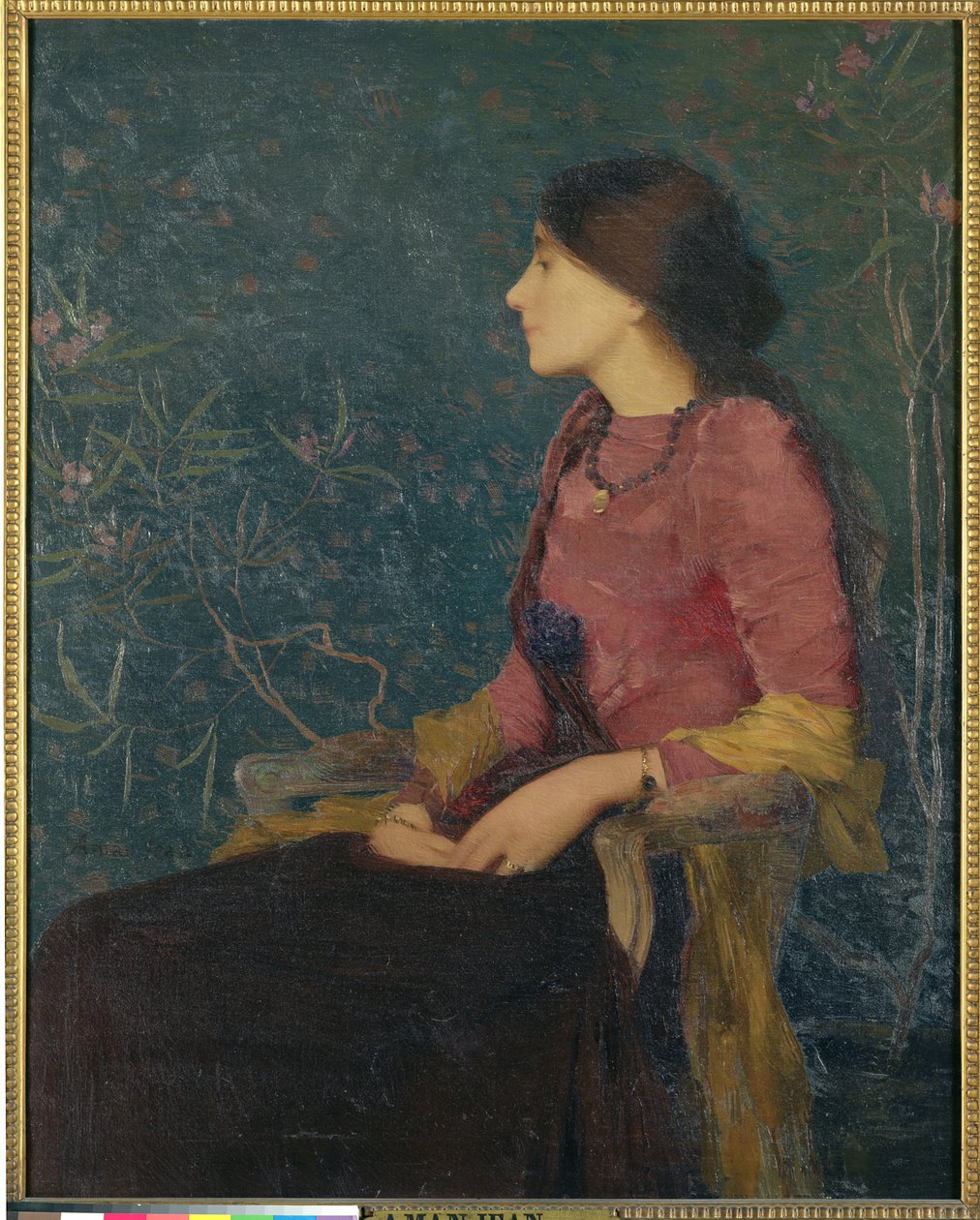 Siedzący portret Thadee-Caroline Jacquet, później Madame Aman-Jean, przed 1892 autorstwa Edmond François Aman Jean