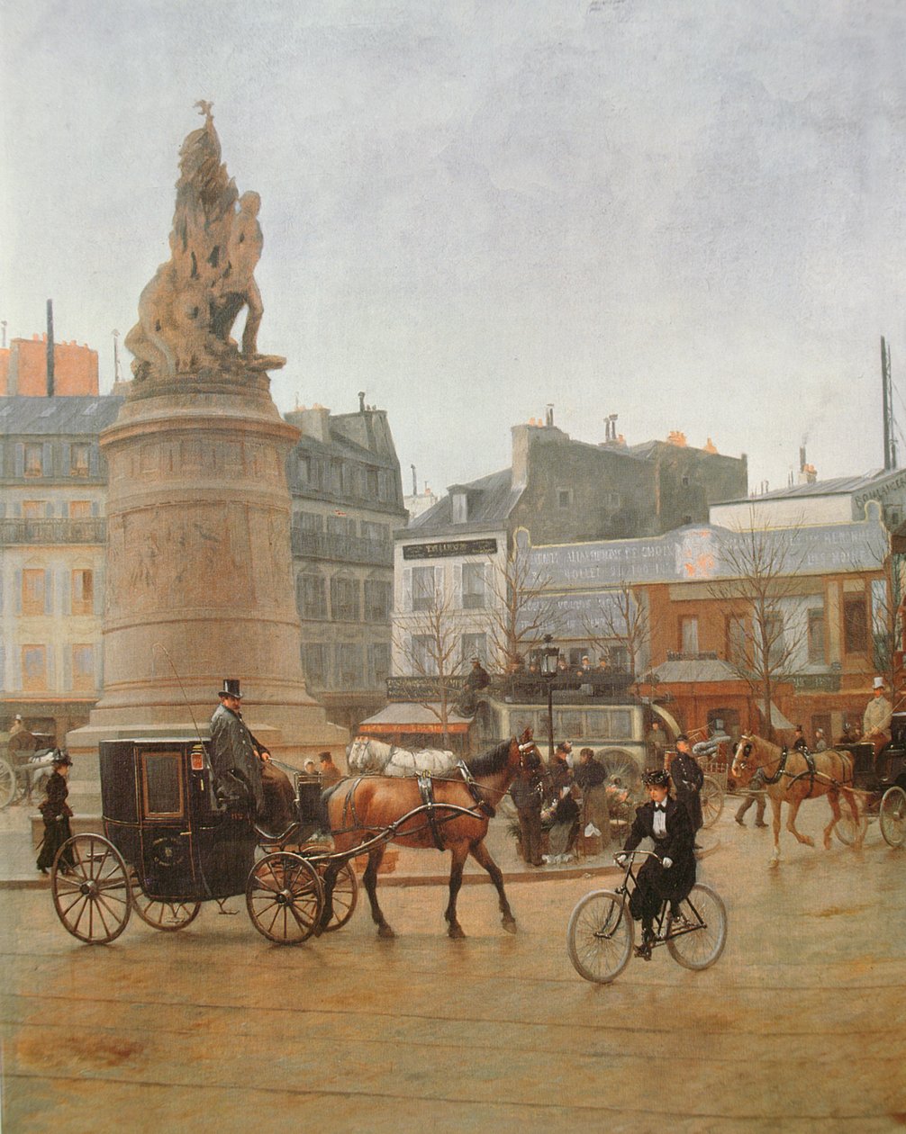 La Place Clichy, Paryż, 1896 olej na płótnie, fragment 27890 autorstwa Edmond Georges Grandjean
