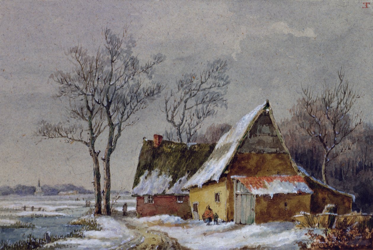 Zimowa scena w Niderlandach autorstwa Edmond Jean