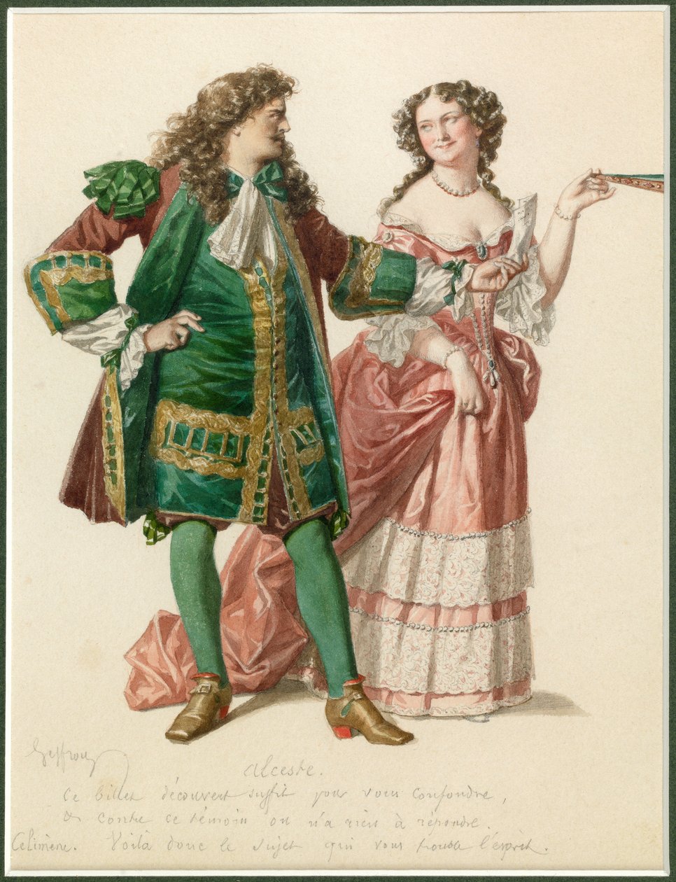 Portret Alceste i Celimene, ok. 1870 (akwarela) autorstwa Edmond Aime Florentin Geffroy