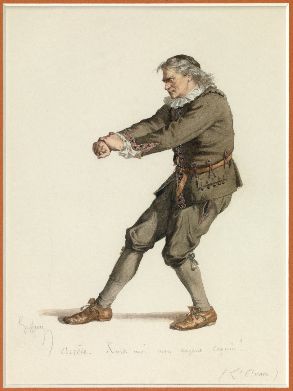 Portret Harpagona, ok. 1870 (akwarela) autorstwa Edmond Aime Florentin Geffroy